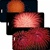 Lenticular Standard Luggage Tag with Clear Plastic Loop, Flips from an image of a orange firework to a red firework to two red fireworks, LT01-208