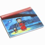 Betty Boop Lenticular Spiral Bound Notebook, 4”x6”, Blank, 144 Pages, 3D Betty Boop Rock n Roll under New York Brooklyn