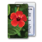 Lenticular Standard Luggage Tag with Clear Plastic Loop, 3D Hawaiian Hibiscus LT01-212