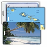 Lenticular Standard Luggage Tag with Clear Plastic Loop, Flip Desert Island Paradise & Map of Hawaii LT01-226