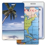 Lenticular Standard Luggage Tag with Clear Plastic Loop, Flip Palm Tree and Map of Florida/USA LT01-227