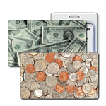 Lenticular Standard Luggage Tag with Clear Plastic Loop, Flips from an image of coins to an image of dollar bills when tilted, LT01-952