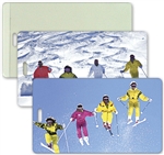 Lenticular All-Weather Luggage Tag with Clear Plastic Loop, Flip Aspen Skiers on Mountain Slopes in the Winter LT04-209