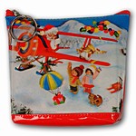 Lenticular Purse, 3D Lenticular Images, Areo Santa Claus flying Plane, Christmas, SSP-195-Pavia