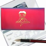 Betty Boop Lenticular Checkbook Cover, Purple Rianbow with Golden Betty Boop Image.