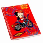 Betty Boop Lenticular Ultra Spacious Spiral Bound Notebook, 6”x9”, Blank, 200 Pages, Changing Biker Girl Image, Red