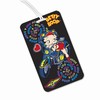 Betty Boop Lenticular Luggage Tag with Clear Plastic Loop, Changing Biker Girl Image, Black