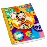 Betty Boop Lenticular Ultra Spacious Spiral Bound Notebook, 6”x9”, Blank, 200 Pages, 3D Hippy Guitarist Image, Rainbow
