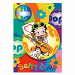 Betty Boop Lenticular Postcard Deluxe 6.5”x9” , 3D Hippy Guitarist Image, Rainbow