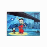 Betty Boop Lenticular Postcard 4”x6” , Betty Boop Rock n Roll under New York Brooklyn Bridge