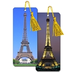 3D Lenticular Flip Bookmark Eiffel Tower Paris France Day and Night