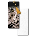 3D Lenticular Bookmark Book Mark Astronaut on Moon in Space Earth