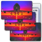 Lenticular Standard Luggage Tag with Clear Plastic Loop, Lenticular Standard Luggage Tag with Clear Plastic Loop, Animated image shows a Jumbo Jet Air plane taking off from Airpot, LT01-207