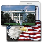 Lenticular Standard Luggage Tag with Clear Plastic Loop, Flip White House & Eagle with USA Flag LT01-223