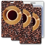 Lenticular Standard Luggage Tag with Clear Plastic Loop, Animated Swirling Coffee Cup LT01-240
