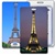 Lenticular Standard Luggage Tag with Clear Plastic Loop,  Flip Change image from Daytime to Night time of  Eiffel Tower in Paris Travel Theme, LT01-602