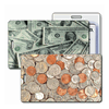 Lenticular Standard Luggage Tag with Clear Plastic Loop, Flips from an image of coins to an image of dollar bills when tilted, LT01-952
