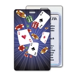 Lenticular Standard Luggage Tag with Clear Plastic Loop, Animated 3D Las Vegas Playing Cards and Poker Chips Flying LT01-953