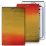 Lenticular Standard Luggage Tag with Clear Plastic Loop, Changing colors between brown, yellow, and orange when tilted, LT01-R004