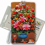 3D Lenticular All Weather Luggage Tag with Clear Plastic Loop, 3D Image, Flowers Vase