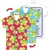 Lenticular T-Shirt Shaped Luggage Tag with Clear Plastic Loop, Flip Hawaiian Flowers Red & Turquoise Shirt LTST-356
