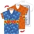 Lenticular T-Shirt Shaped Luggage Tag with Clear Plastic Loop, Flip Hawaiian Flowers on Blue and Orange Shirt LTST-361