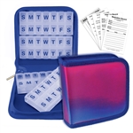 Blue Purple Pill Vitamins Organizer Travel Home 4-8weeks Magnetic Case #POM-R005#