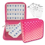 Pill Vitamins Organizer Pink Stars