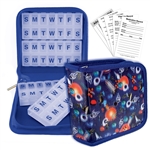 Blue Outer Space Pill/Vitamins Organizer Travel Case 4-8 weeks #POM-R217#