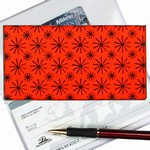  Lenticular Check Book Cover, Moving Wheels, Red, Orange, Black