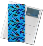 3D Lenticular 4”x10” Business Card File (Holds 128) , BF128 ,  DOLPHINS, Blue