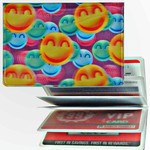 Lenticular ID Card Holder with vinyl insert of six frosted pockets, 3D Happy Faces, Pupple