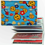  Lenticular ID Card Holder with vinyl insert of six frosted pockets, 3D Happy Face with UFO in the Blue Sky, Yellow Blue