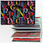  Lenticular ID Card Holder with vinyl insert of six frosted pockets, Changing Letters , Black, Red, Blue