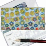  Lenticular Check Book Cover, Changing, Happy Face, Flowers , Yellow, Green, Red