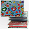  Lenticular ID Card Holder with vinyl insert of six frosted pockets, 3D Love Harts With Flowers, Red,Green Yellow